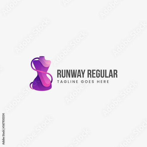 Vector Logo Illustration Mannequin Gradient Colorful Style.