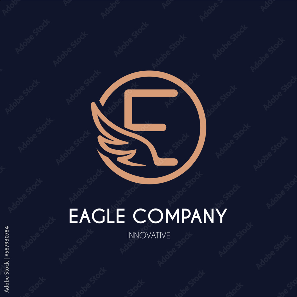 Obraz premium Simple Modern Initial E Letter with Wing Icon in Line art style Logo Idea Template for Cosmetic, Beauty, Jewelry, Accessories, and Craft Business Logo