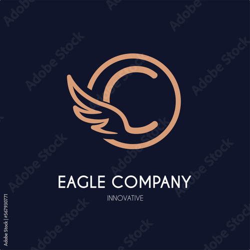 Simple Modern Initial C Letter with Wing Icon in Line art style Logo Idea Template for Cosmetic, Beauty, Jewelry, Accessories, and Craft Business Logo
