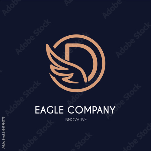 Simple Modern Initial D Letter with Wing Icon in Line art style Logo Idea Template for Cosmetic, Beauty, Jewelry, Accessories, and Craft Business Logo