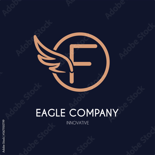 Simple Modern Initial F Letter with Wing Icon in Line art style Logo Idea Template for Cosmetic, Beauty, Jewelry, Accessories, and Craft Business Logo