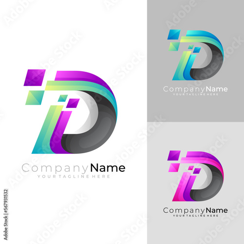 D logo and pixel design technology, modern logos