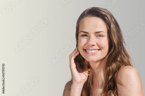 Happy woman with perfect skin. Anti-wrinkle care