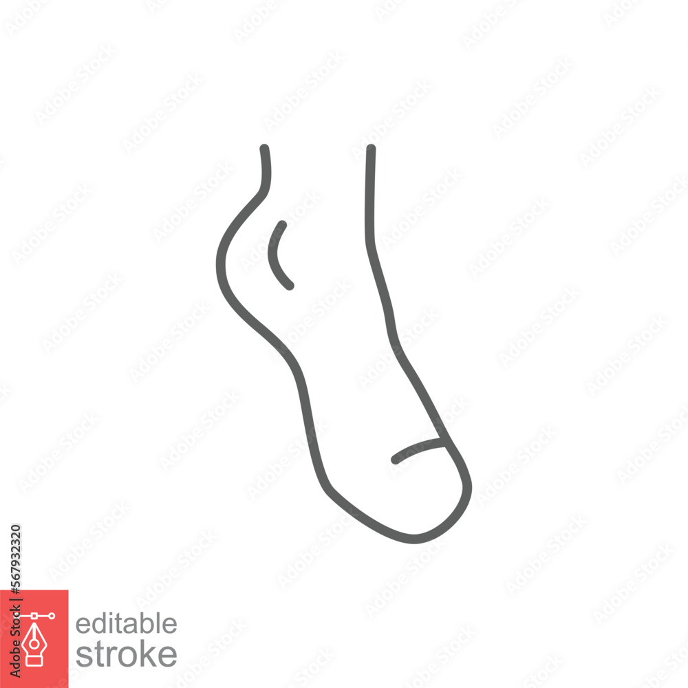 Foot, ankle line icon. Outline style can be used for web, mobile, ui. Pain, hip, ortho, anatomy, body, care concept. Vector logo illustration isolated on white background. Editable stroke EPS 10. Foot, ankle line icon. Outline style can be used for web, mobile, ui. Pain, hip, ortho, anatomy, body, care concept. Vector logo illustration isolated on white background. Editable stroke EPS 10.