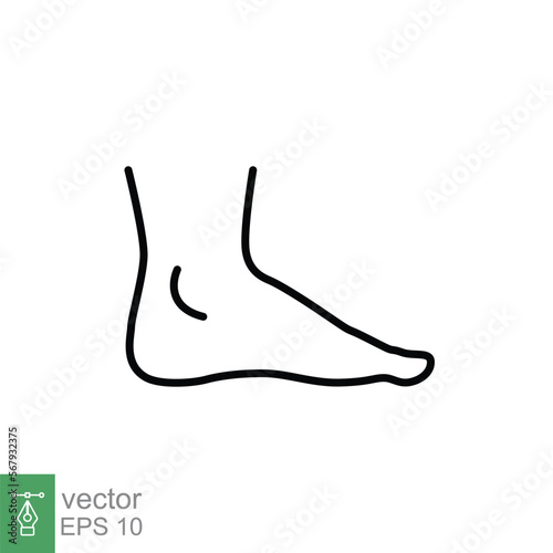 Foot, ankle line icon. Outline style can be used for web, mobile, ui. Pain, hip, ortho, anatomy, body, care concept. Vector logo illustration isolated on white background. EPS 10.