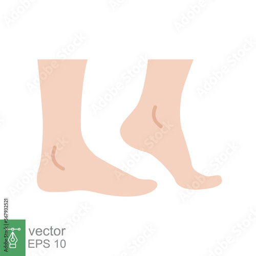 Foot, ankle coloured icon. Flat style can be used for web, mobile, ui. Pain, hip, ortho, anatomy, body, care concept. Vector logo illustration isolated on white background. EPS 10.