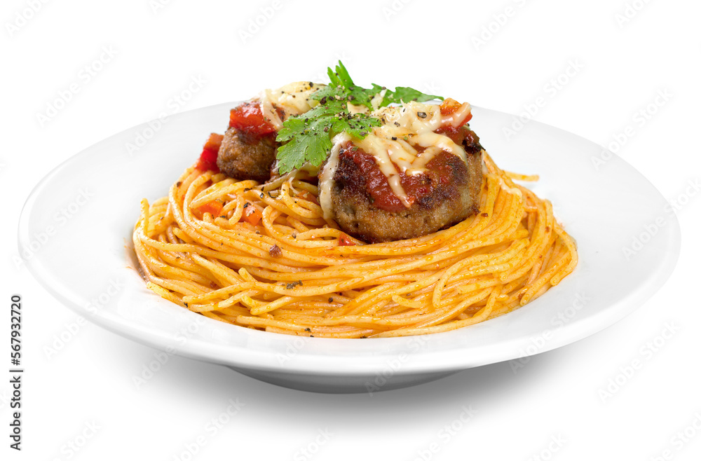 seving of spaghetti with meatballs seving of spaghetti with meatballs