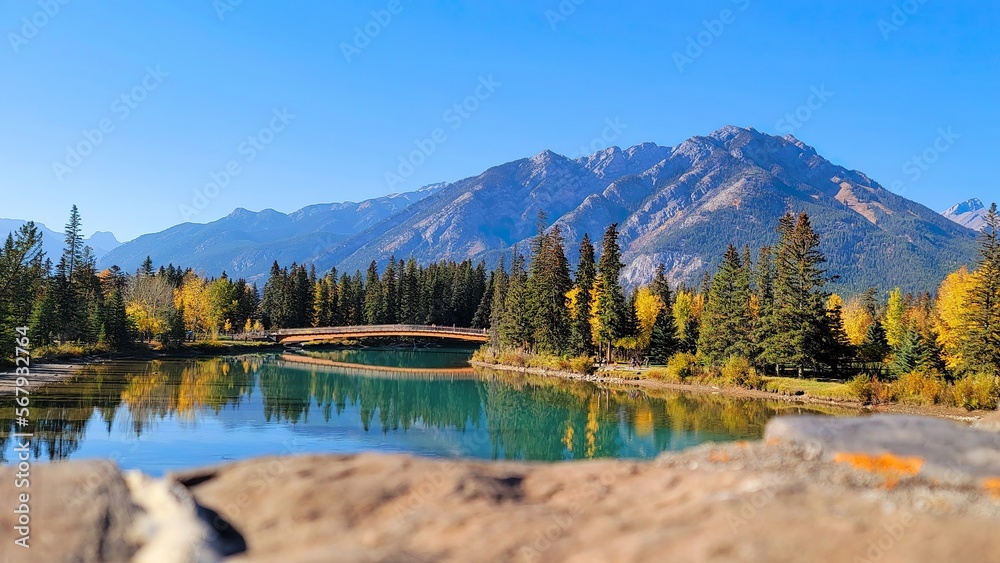 View of the Bow River in Banff, Alberta, Canada