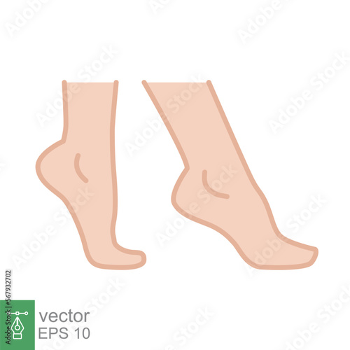 Foot, ankle coloured icon. Filled outline style can be used for web, mobile, ui. Pain, hip, ortho, anatomy, body, care concept. Vector logo illustration isolated on white background. EPS 10.
