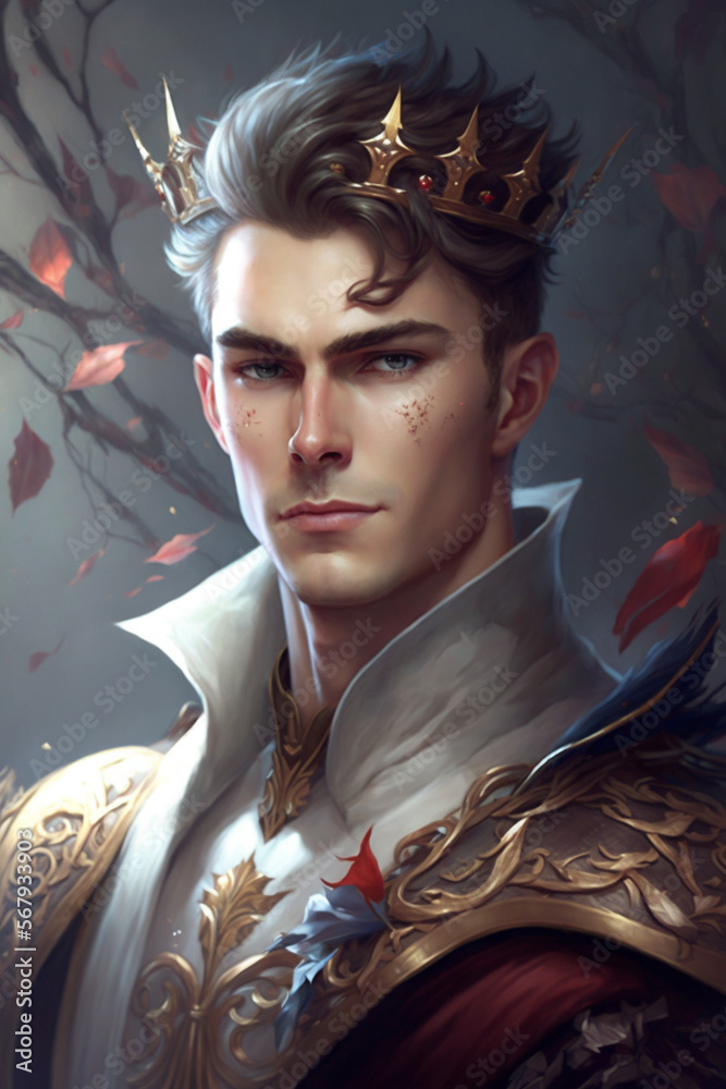 Fantasy handsome crown prince no real person AI Generative Stock  Illustration | Adobe Stock