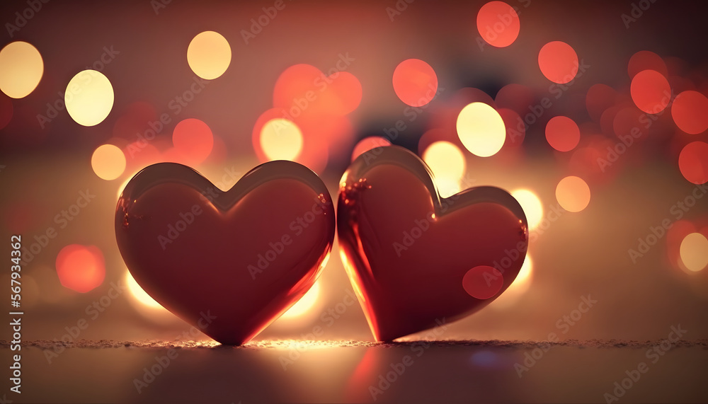 hearts in love, valentine's day, romance, hearts in the middle of a beautiful background, lights with boke, 3d rendering, digital illustration hearts in love, valentine's day, romance, hearts in the middle of a beautiful background, lights with boke, 3d rendering, digital illustration