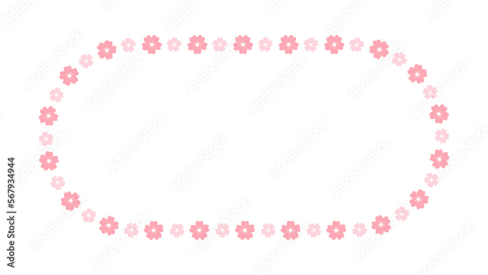 Cherry Blossom Simple Minimal Frames. Long Oval Floral Border. Cherry Blossom Simple Minimal Frames. Long Oval Floral Border.