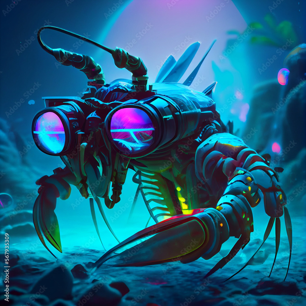 Mantis Shrimp Robot Cyberpunk Style. Generative Ai Stock Illustration |  Adobe Stock