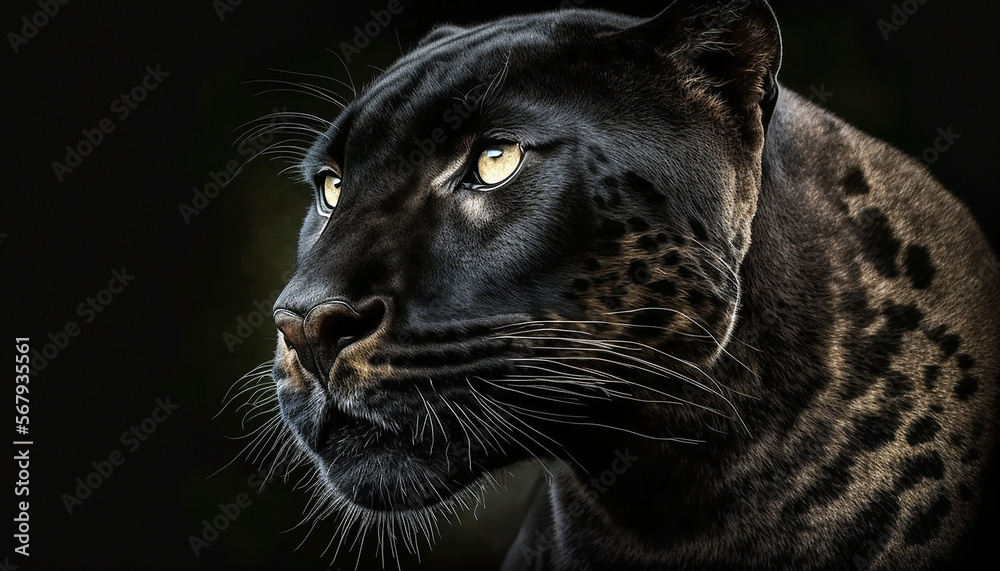 portrait of a black panther. Generative AI