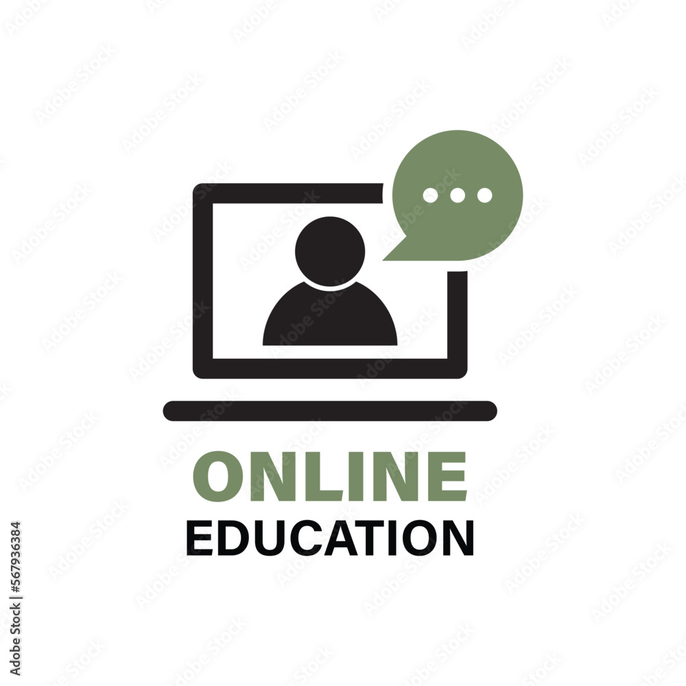 Fototapeta premium Online education resources vector line icon, online learning courses, distant education, e-learning tutorials.
