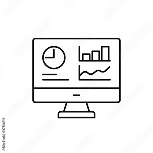 Admin line icon dashboard. Simple outline style. Template panel user, data analysis, agency, chart, business linear sign. Isolated vector illustration on a white background. the strokes