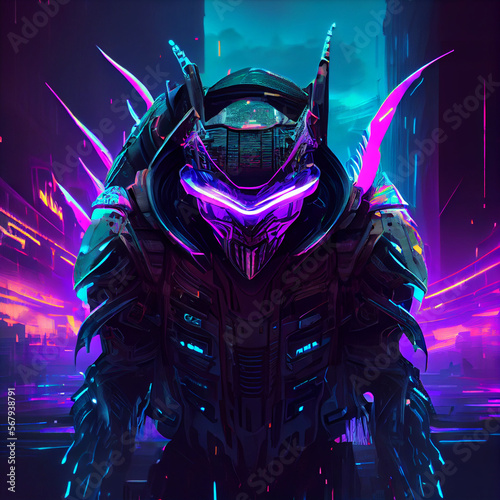 Sloane's viperfish robot cyberpunk style. Generative Ai. photo