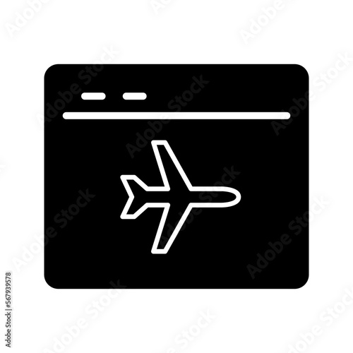 solid black SEO flight mode vector icon illustration, white icon