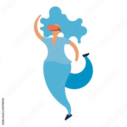 girl virtual reality Illustration, Corporate Memphis woman augmented reality