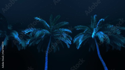 A background of palm tree scrolling past a night sky in a seamless loop.