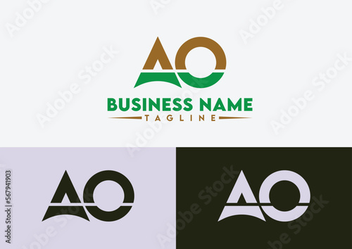 Letter AO logo design vector template, AO logo