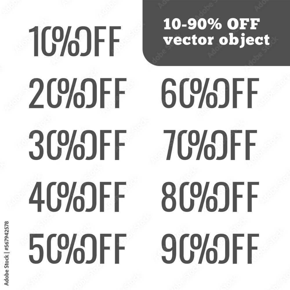 10-90 percent off vector object for any design