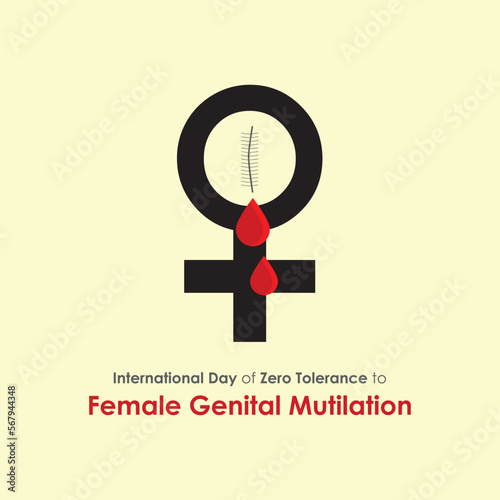 International Day Of Zero Tolerance To Female Genital Mutilation. Concept design for stopping female genital mutilation and Zero tolerance for FGM. Vector, illustration.