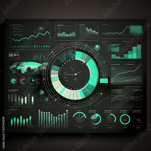 business analytics dashboard with charts, metrics and KPI, generative ai