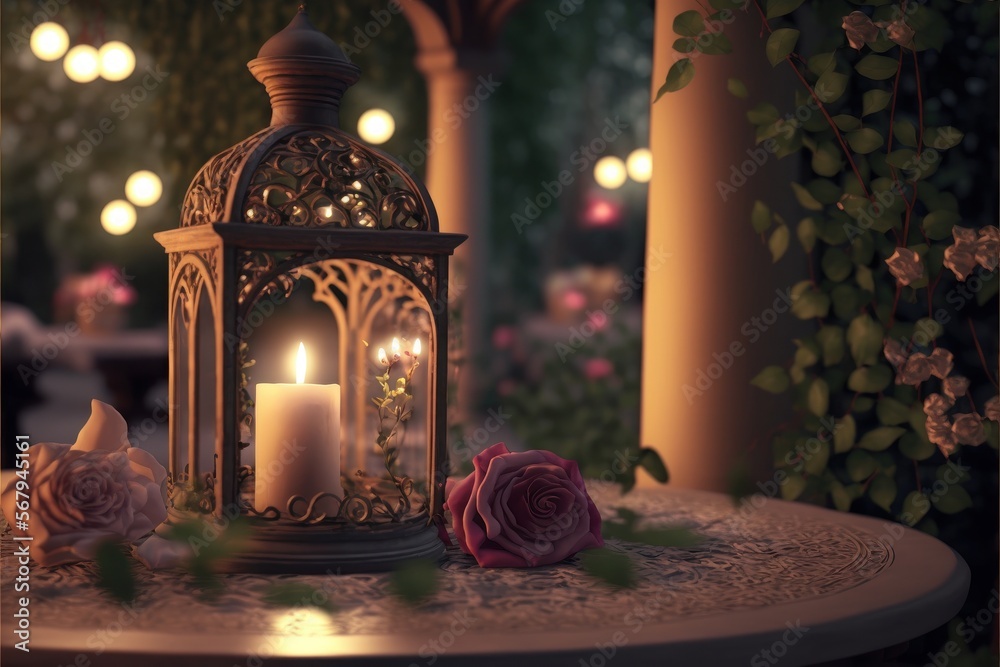 Romantic Candle Dinner At Enchanted Garden (generative AI) Romantic Candle Dinner At Enchanted Garden (generative AI)