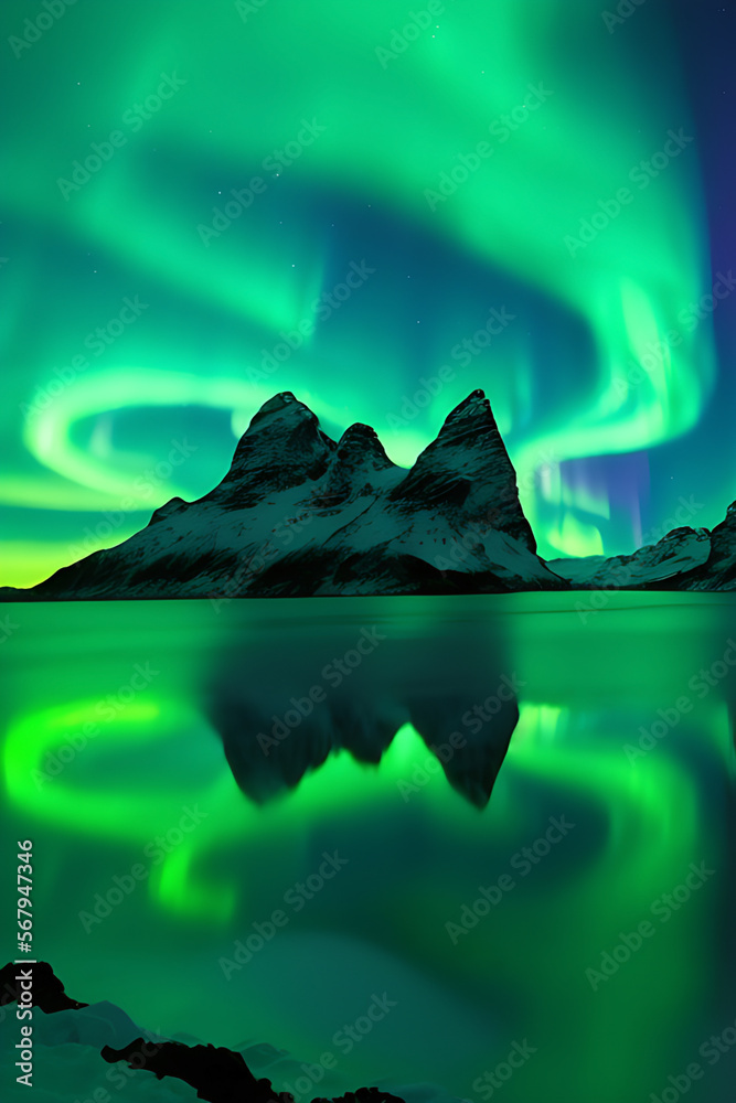 lake and mountains with northern lights Get Lost in the Beauty and Mystery of Northern Lights and Lake with Our Images