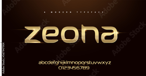 Sport Modern Alphabet Gold Font. Typography 3D urban style