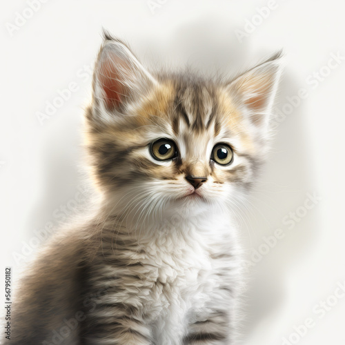 Adorable kitten portrait made by generative ai