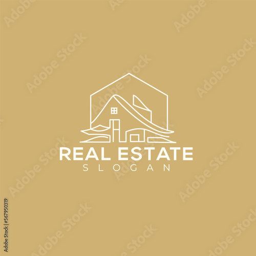 Real Estate Minimal simple line art Home building Logo design 