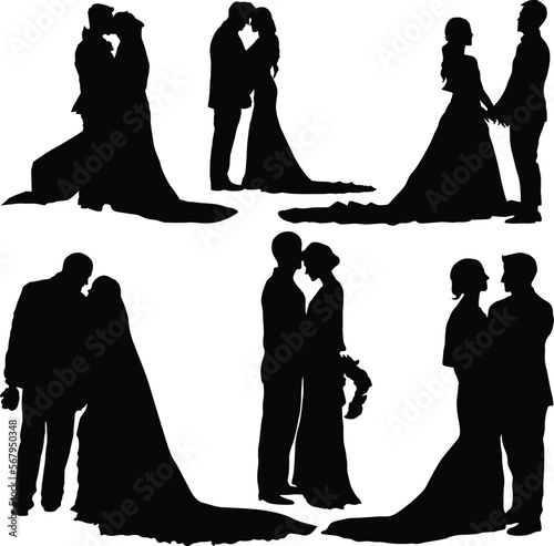 Bride wedding silhouettes. 