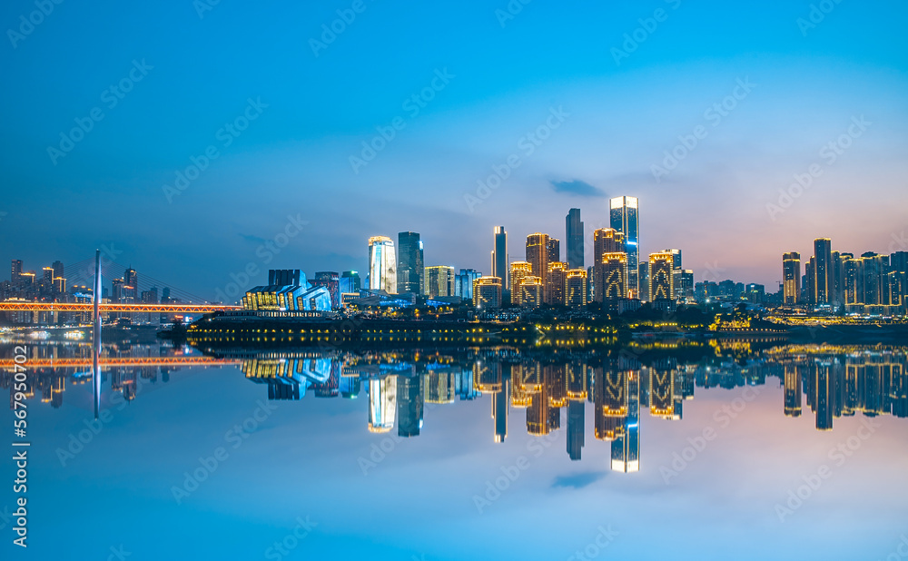 Obraz premium Night View Skyline of Jiangbeizui CBD, Chongqing, China