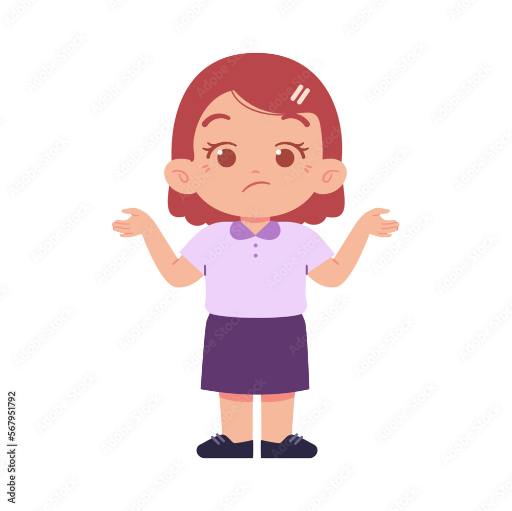 Elementary School Girl Kids  feel confused