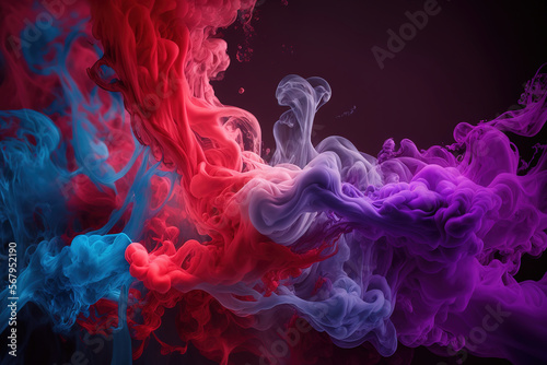 red and blue smoke.Generative Ai