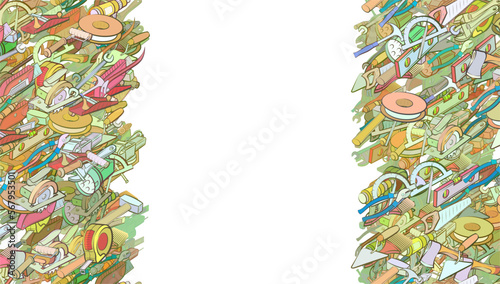 Background pattern abstract design texture. Building tools and Repair. Vertical seamless stripes. Border frame, transparent background. Theme is about water pipes, length, clogging, nuts