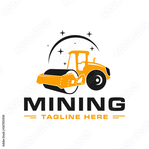 road paving tool illustration logo design