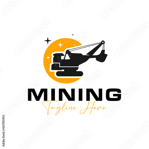 coal mine heavy equipment illustration logo