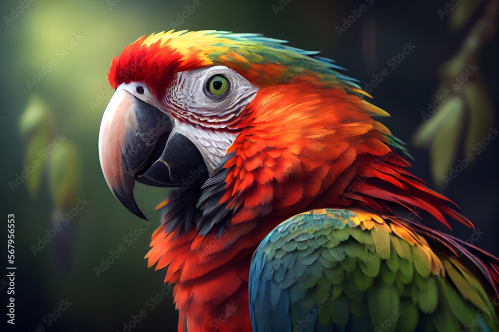 Fototapeta premium close up of a parrot.generative ai technology