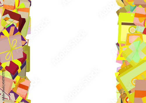 Background pattern abstract design texture. Vertical seamless stripes. Border frame, transparent background. Theme is about candy watches, christmas, present, boombox, holiday, many, valentine