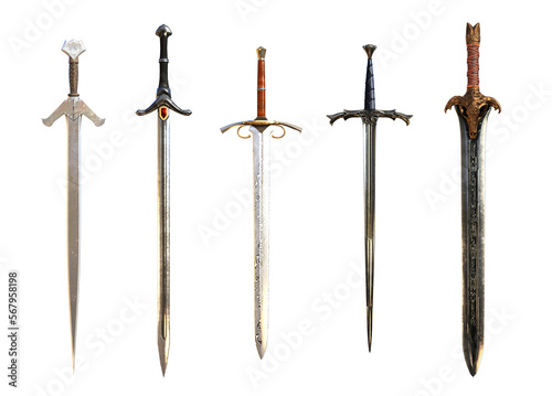 3d render, set of swords