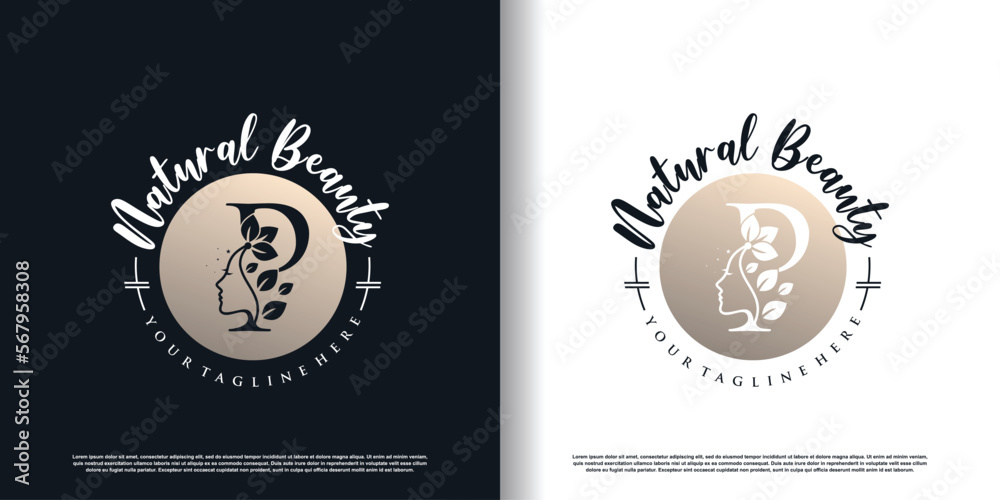 Fototapeta premium letter logo p with nature beauty concept design premium vector