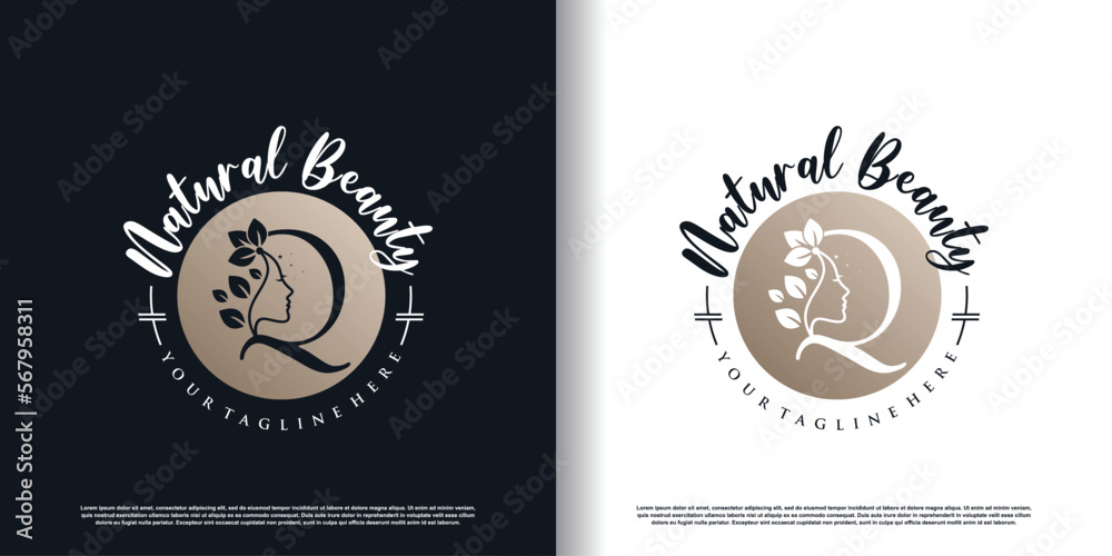 letter logo q with nature beauty concept design premium vector letter logo q with nature beauty concept design premium vector