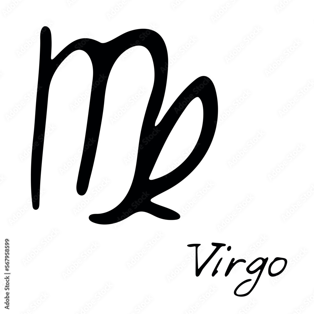 Hand drawn virgo zodiac sign Esoteric symbol doodle Astrology clipart Element for design Hand drawn virgo zodiac sign Esoteric symbol doodle Astrology clipart Element for design