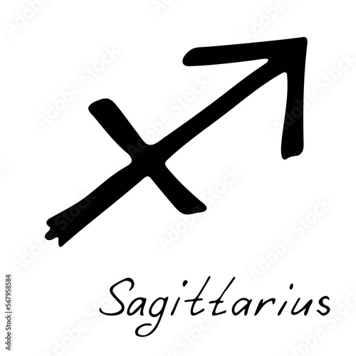 Hand drawn sagittarius zodiac sign Esoteric symbol doodle Astrology clipart Element for design