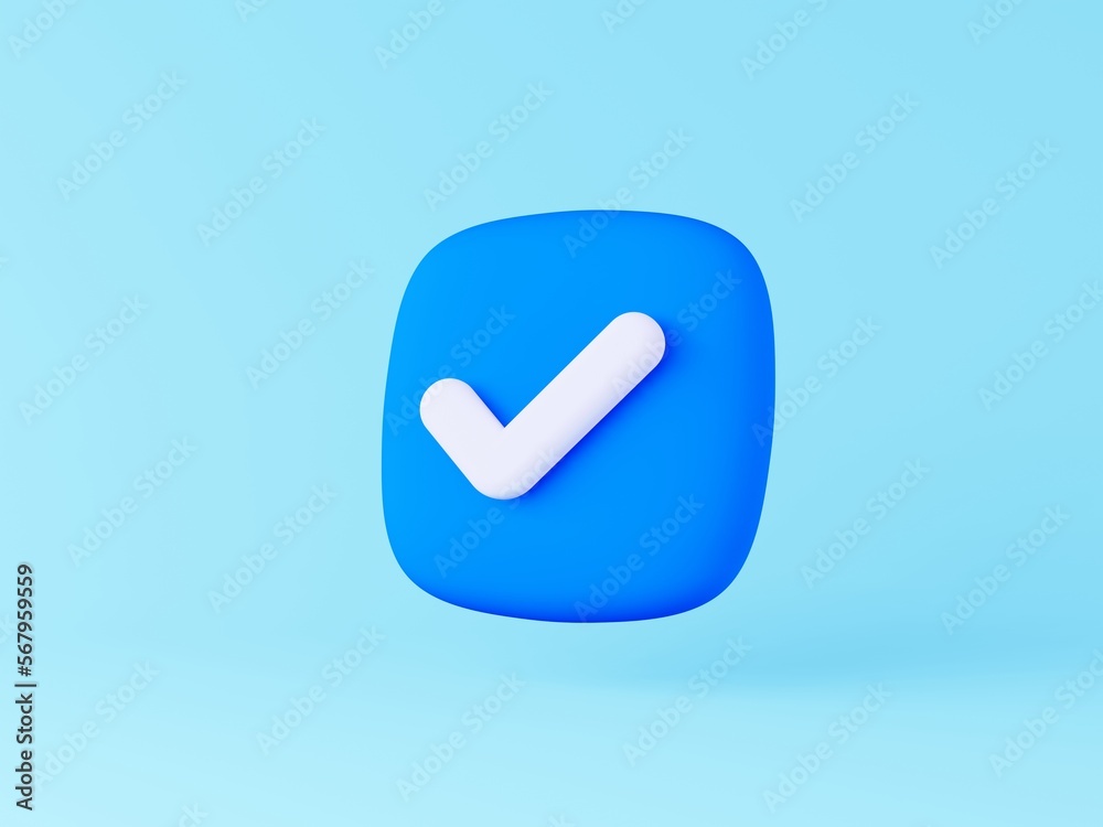 Check mark checklist icon correct approved symbol 3d render illustration Check mark checklist icon correct approved symbol 3d render illustration