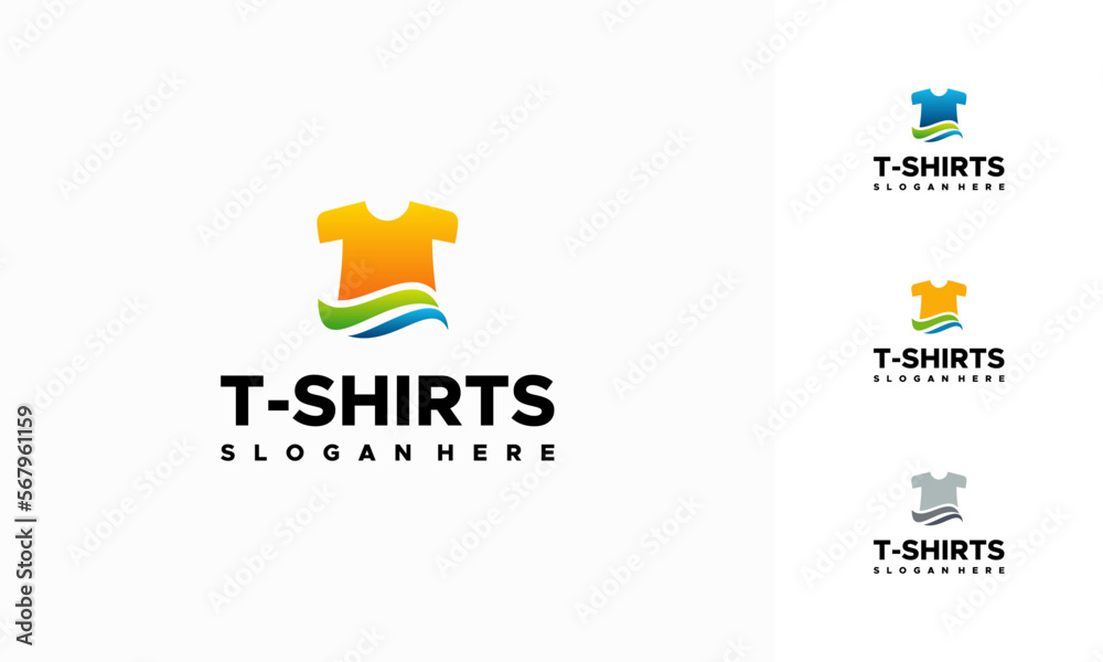 T Shirt logo designs with swoosh symbol, Clothes logo symbol or icon template