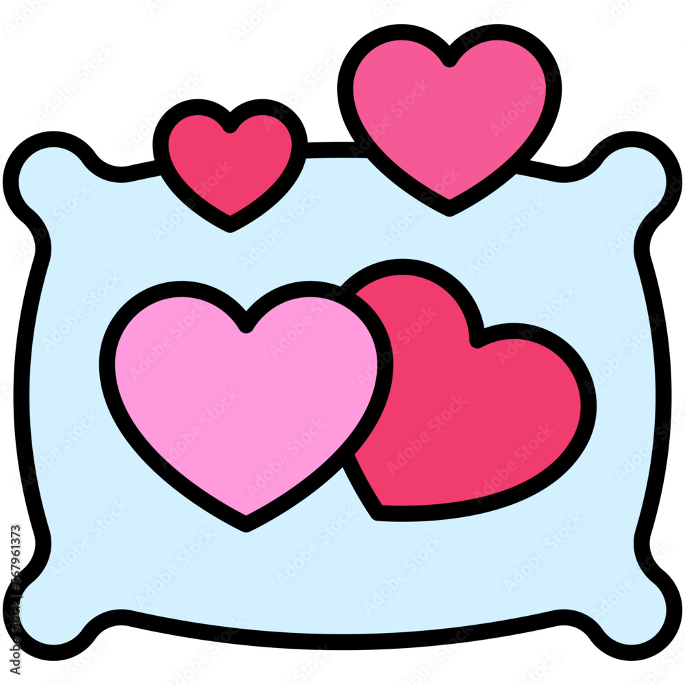 Pillow with heart icon, Valentines day related vector